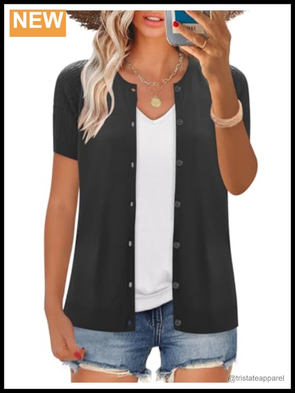 Lightweight Cropped Button Up Cardigan Shrug Short Sleeve Knit Sweater